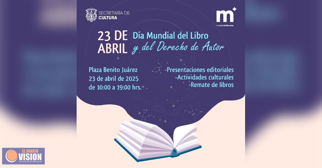 Invita SeCultura Morelia a conmemorar el Día Mundial del Libro con diversas actividades