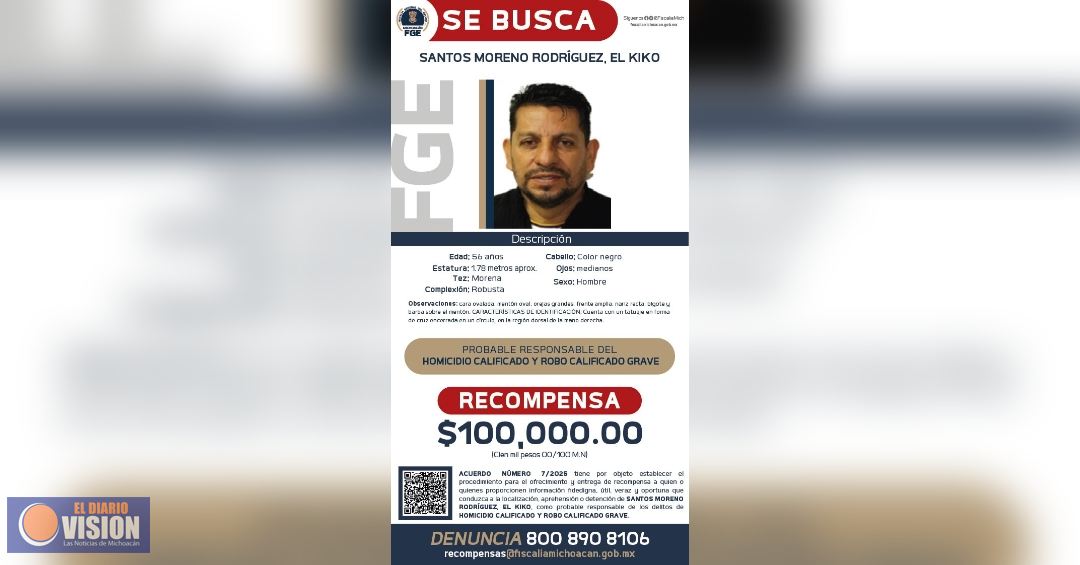 Ofrecen recompensa por presunto homicida del presidente municipal de Tacámbaro y escolta