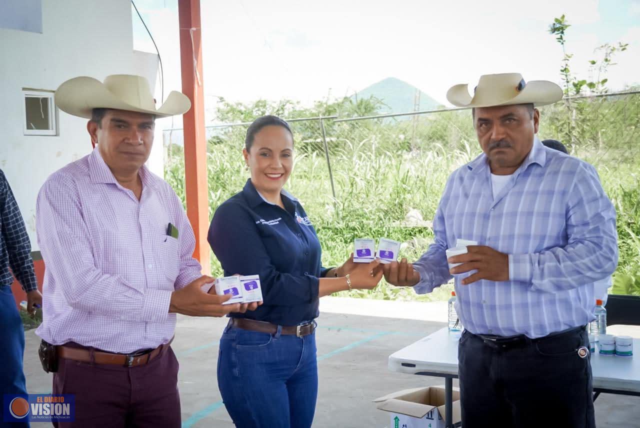 Encabeza Graciela Hernández  entrega de vacuna contra el derriegue a productores de Turicato 