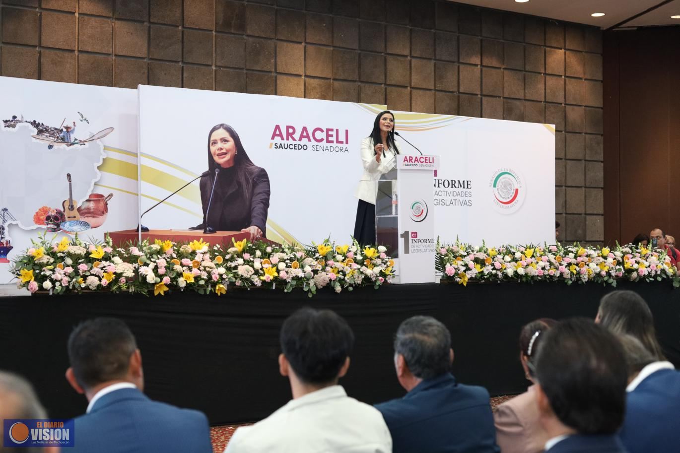 Araceli Saucedo refrenda compromiso con seguridad, justicia y desarrollo en su Primer Informe 