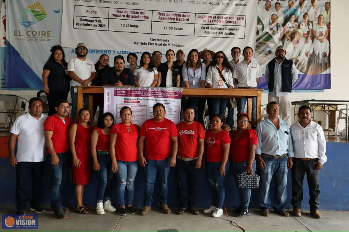 Acompaña IEMICH consulta para la renovación del Consejo Comunal de El Coire 