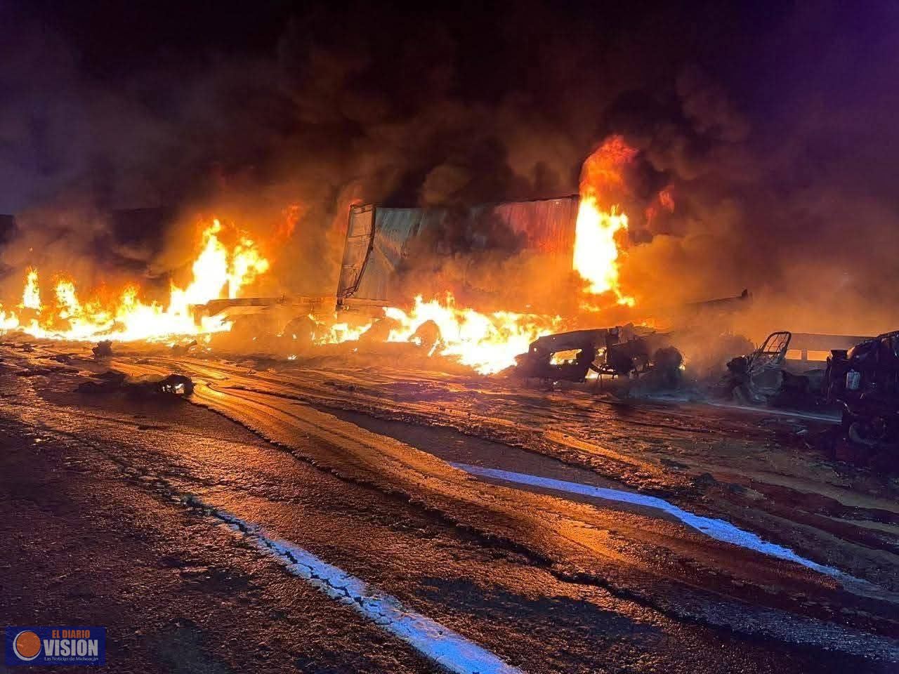 Carambola e incendio de vehículos, un muerto y un herido