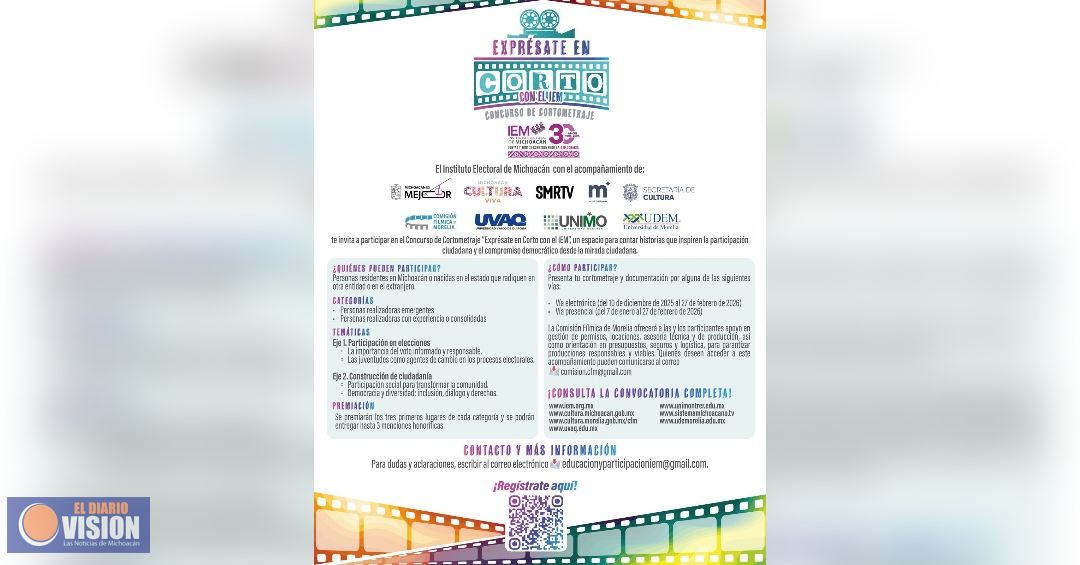 Invita IEM a participar en el Concurso de Cortometraje “Exprésate en Corto con el IEM”