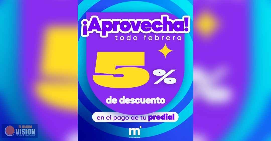 En febrero, aprovecha el 5% de descuento en el pago del predial
