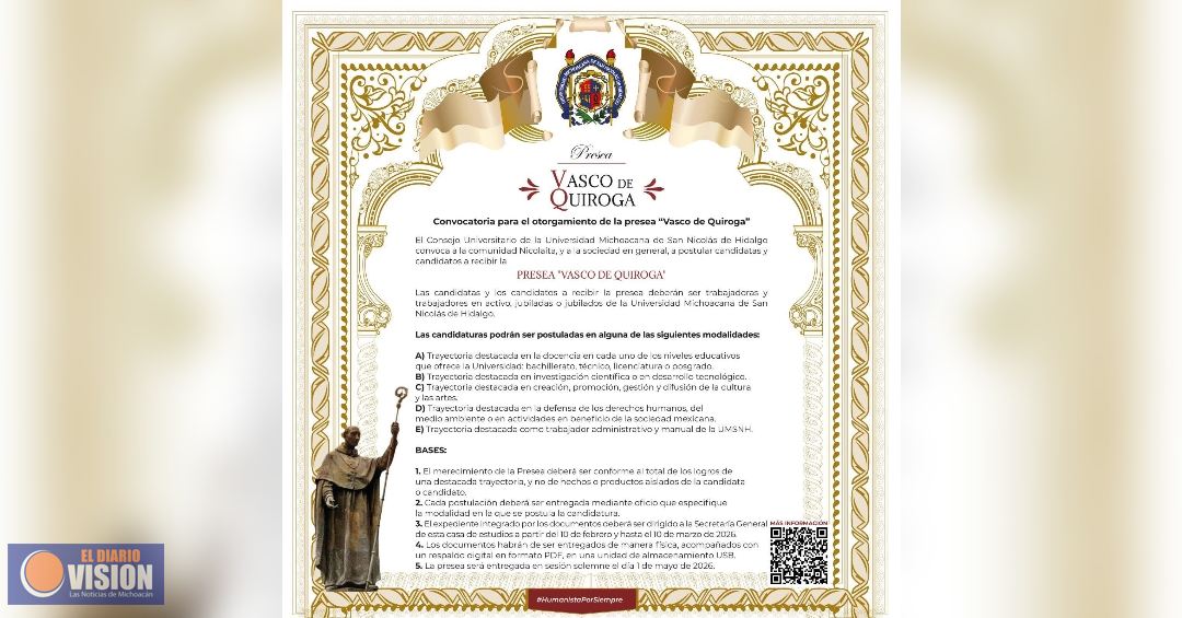 Lista la convocatoria de la Presea 