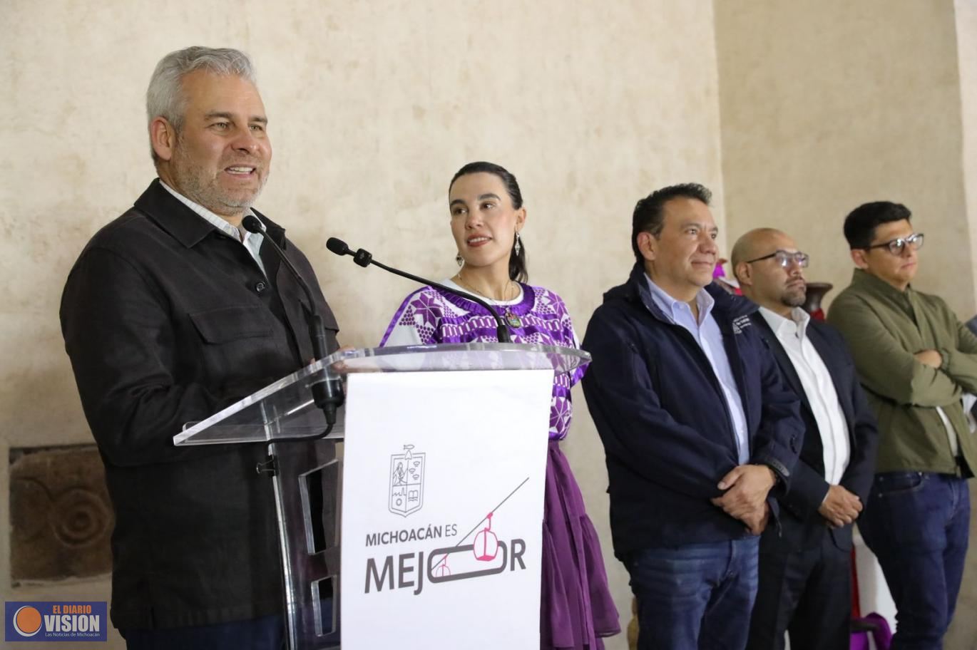 Bedolla y Josefina Rodríguez anuncian nueva ruta aérea AIFA-Morelia-Uruapan