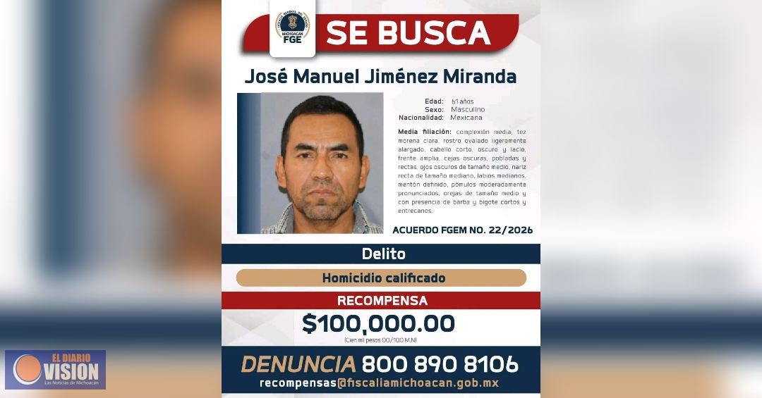 Emiten ficha de búsqueda con recompensa para localizar al coronel José Manuel Jiménez Miranda