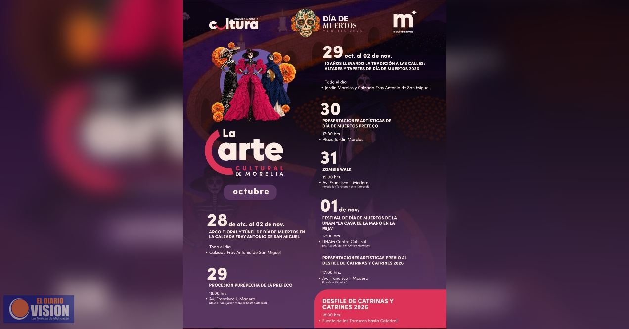 Gobierno de Morelia invita a vivir la cartelera cultural de Día de Muertos