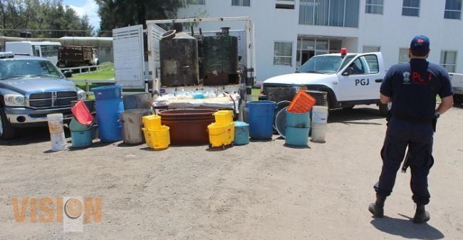 PGJE desmantela laboratorio en Tirio, comunidad de Morelia 