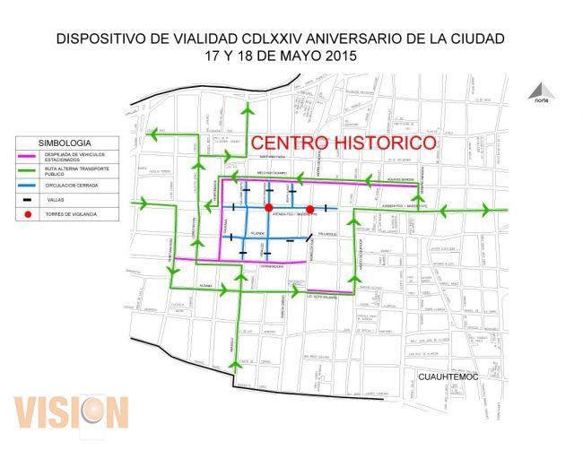 Anuncian cierre de vialidades en Centro Histórico por Aniversario de Morelia 