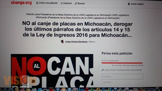 Ya suman más de 24,341 firmas a favor del No Canje de Placas