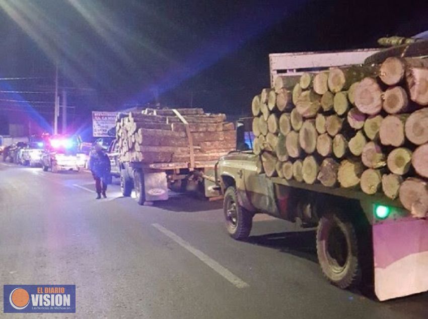 Decomisa SSP 211 rollos de madera en Ciudad Hidalgo