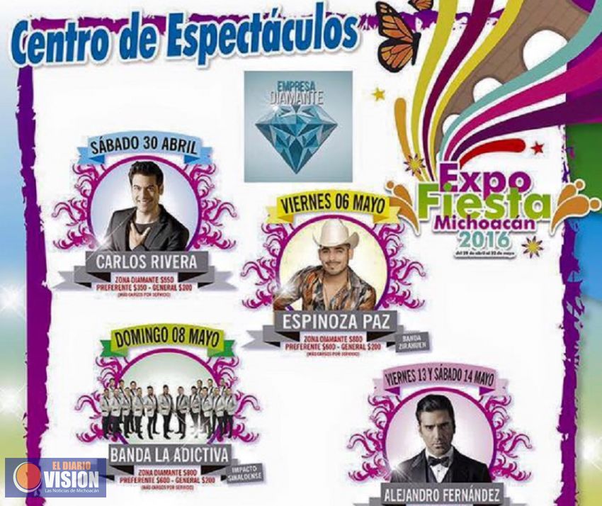 Empresa Diamante oficializa su cartel para la Expo Feria Michoacán 2016 