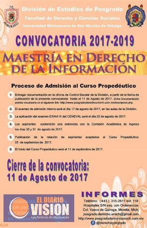Abierta convocatoria para Maestría en Derecho de la Información