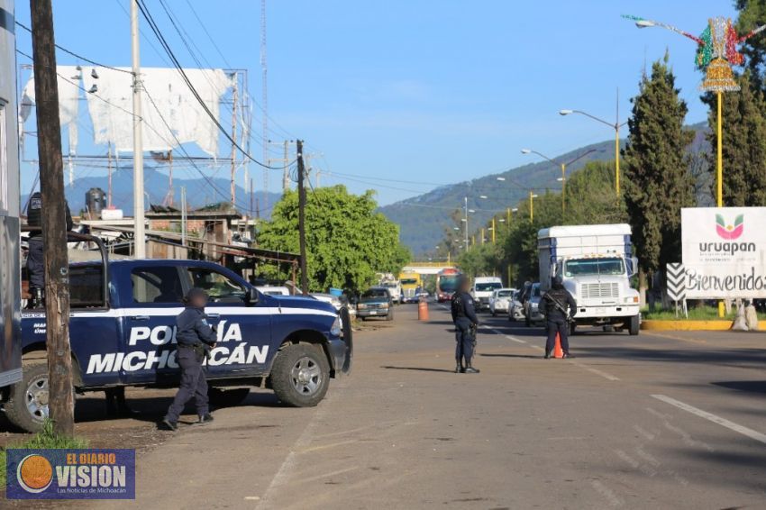 Refuerza SSP operativo de seguridad en Uruapan