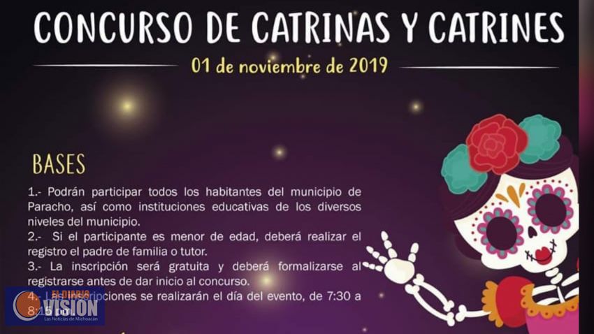 El Ayuntamiento de Paracho, invita al concurso de catrinas y catrines.