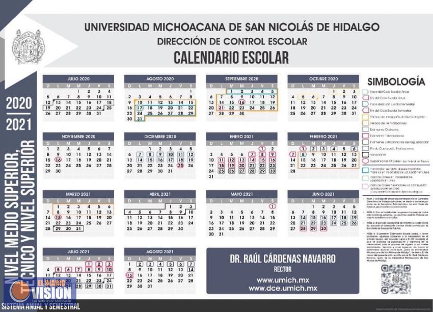 Consejo Universitario de la UMSNH aprueba calendario escolar 2020-2021 