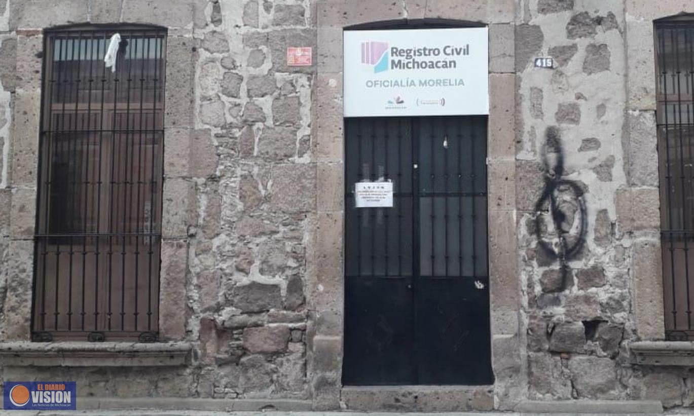 Durante contingencia sanitaria, Registro Civil en Morelia atenderán de acuerdo a trámite
