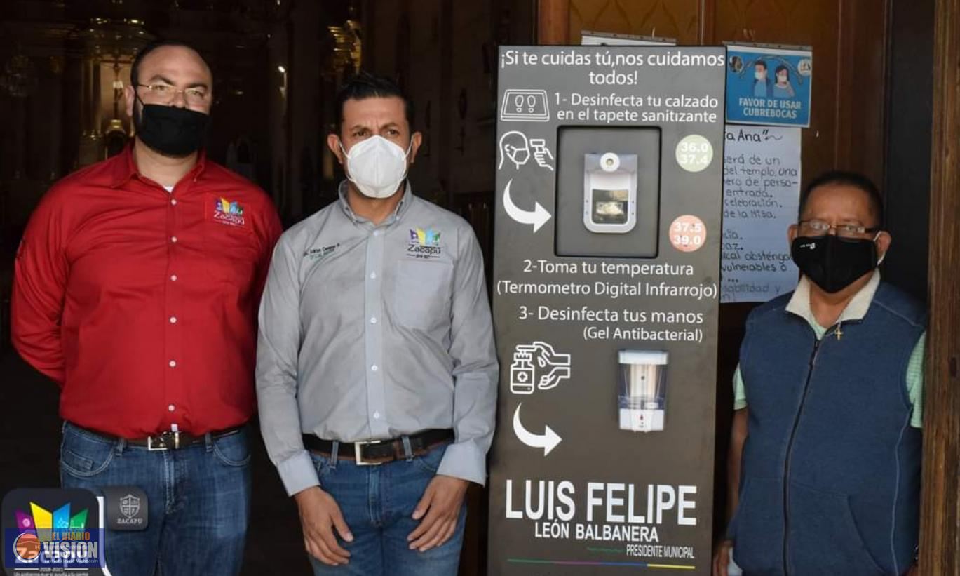 Gobierno de Zacapu, entrega módulos sanitizantes para reforzar filtros sanitarios 