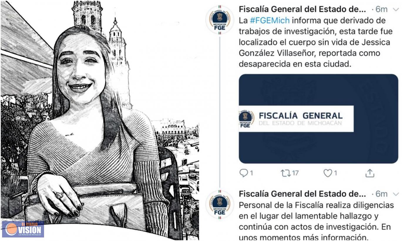 Fiscalía encuentra el cuerpo sin vida de Jessica González Villaseñor reportada como desapercibida 