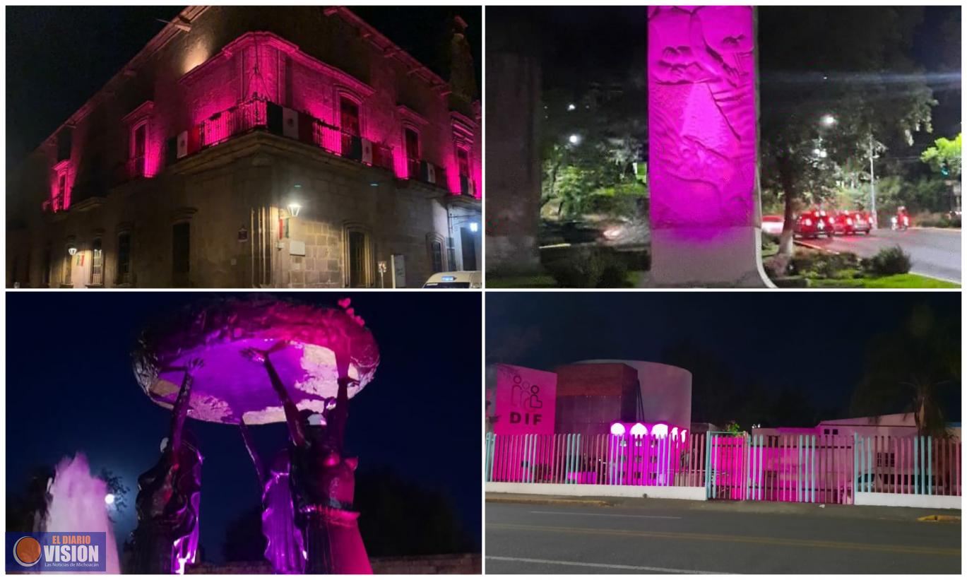 Morelia se viste de rosa para conmemorar mes contra el Cáncer de Mama