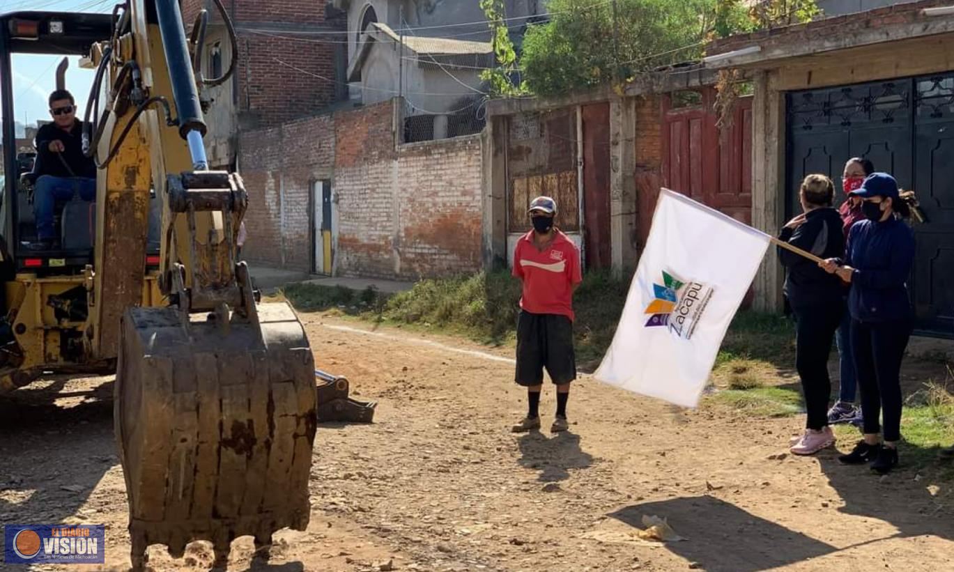 Gobierno de Zacapu, arranca obra de pavimentación en la colonia Rincón Quieto 