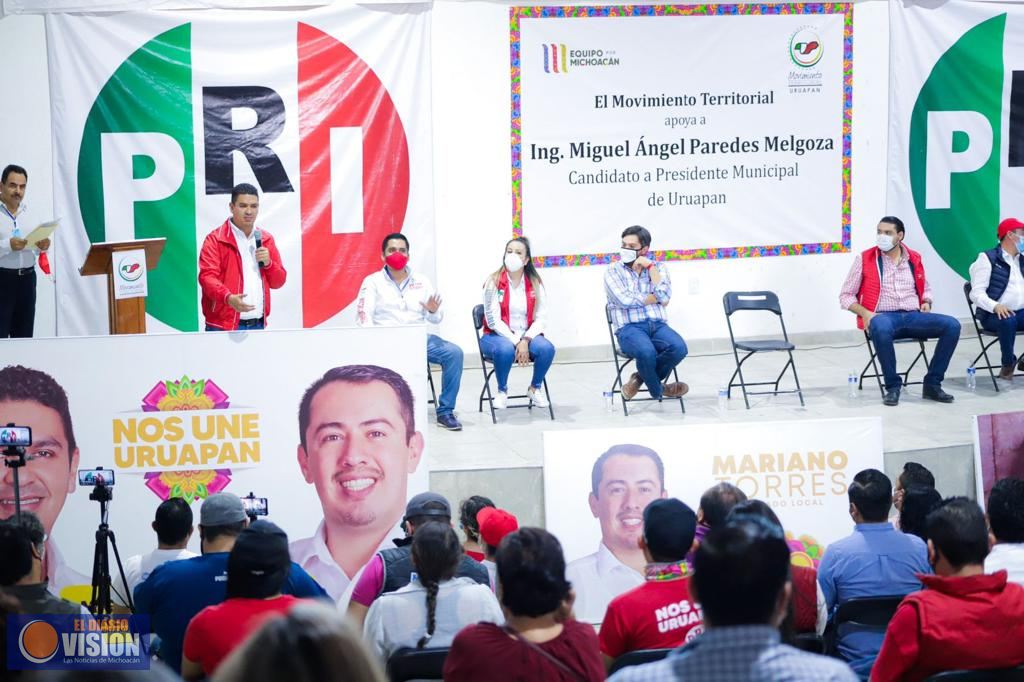 Priístas arropan a Miguel Paredes rumbo a la alcaldía de la Perla del Cupatitzio