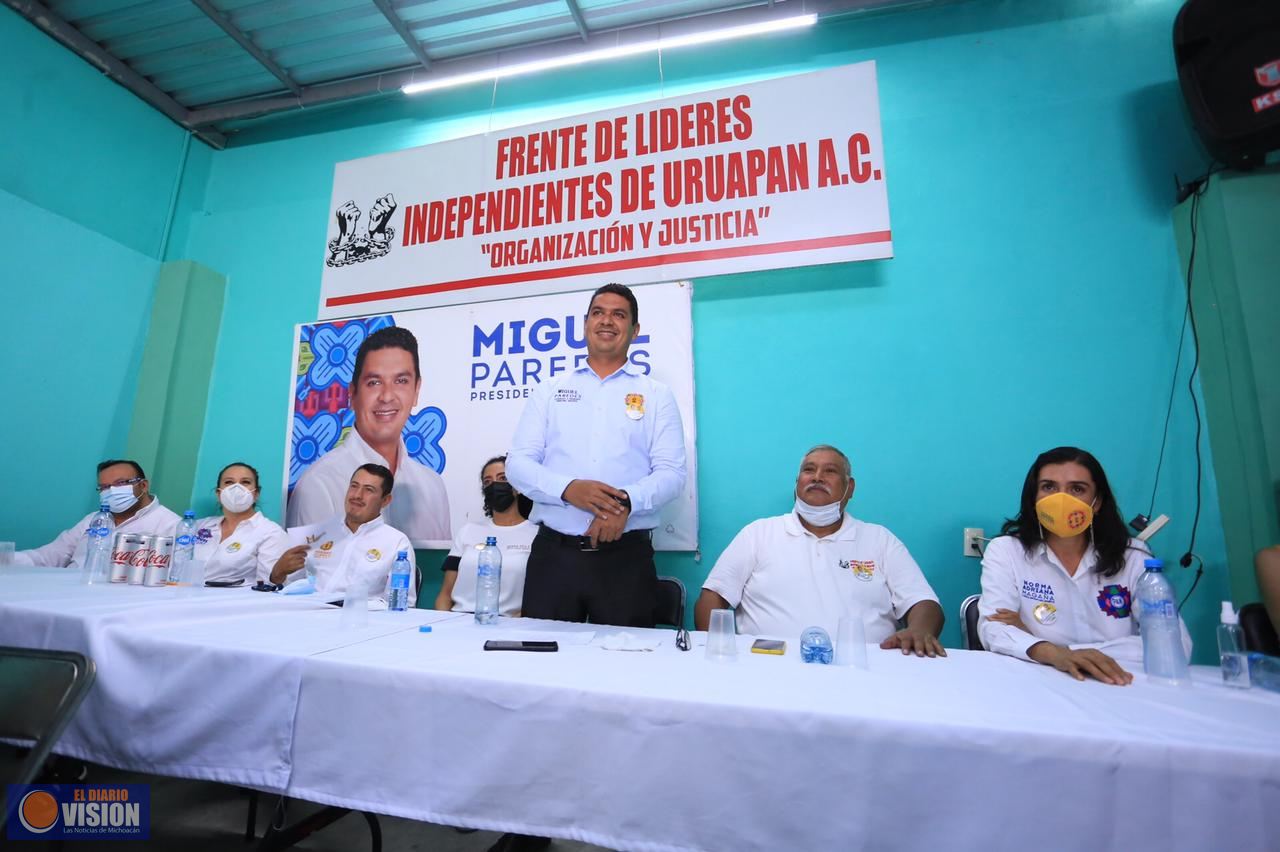 Frente de Líderes confían y respaldan proyecto de Miguel Paredes