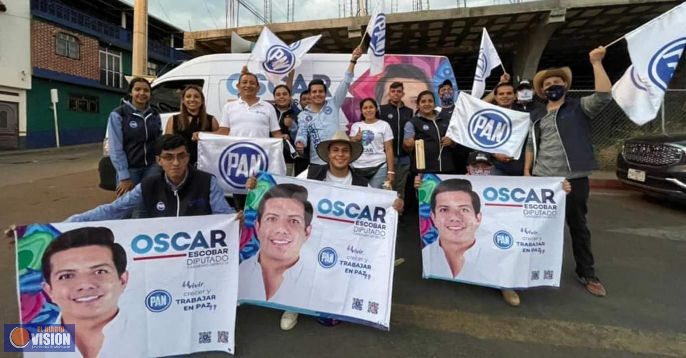 Unidos podremos vivir, crecer y trabajar en paz en Michoacán: Oscar Escobar