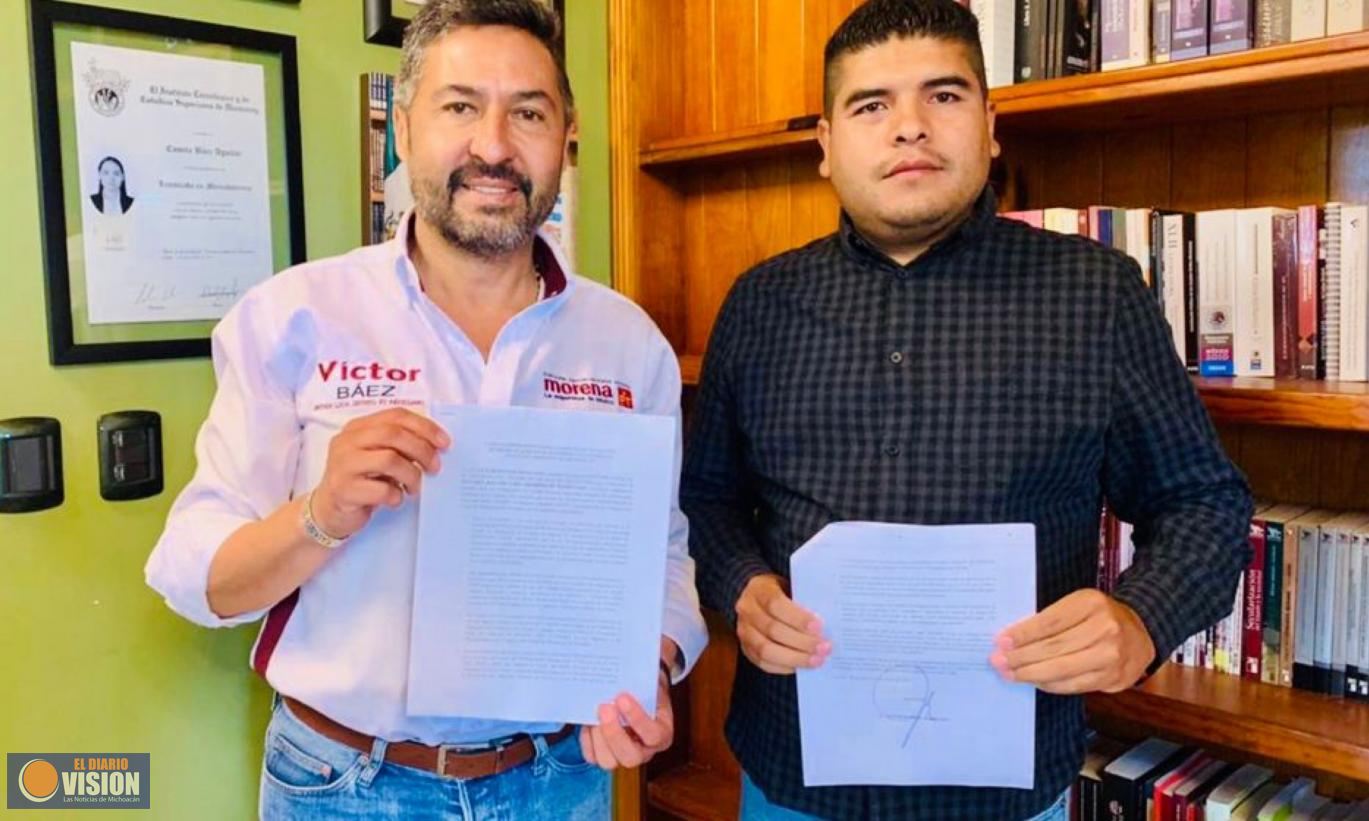 La Coalición de Migrantes de Michoacán, suscribe compromiso, con Víctor Báez Ceja