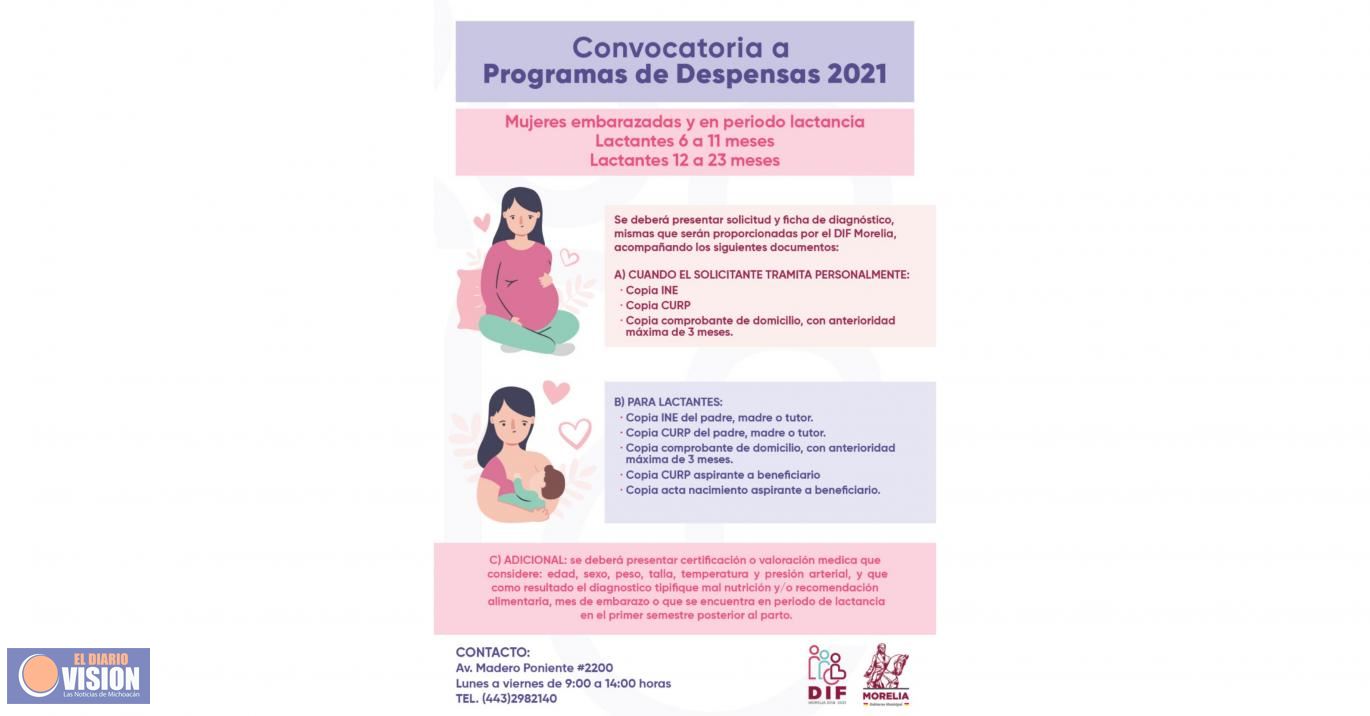 DIF Morelia abre convocatoria a Programa de Despensas 2021