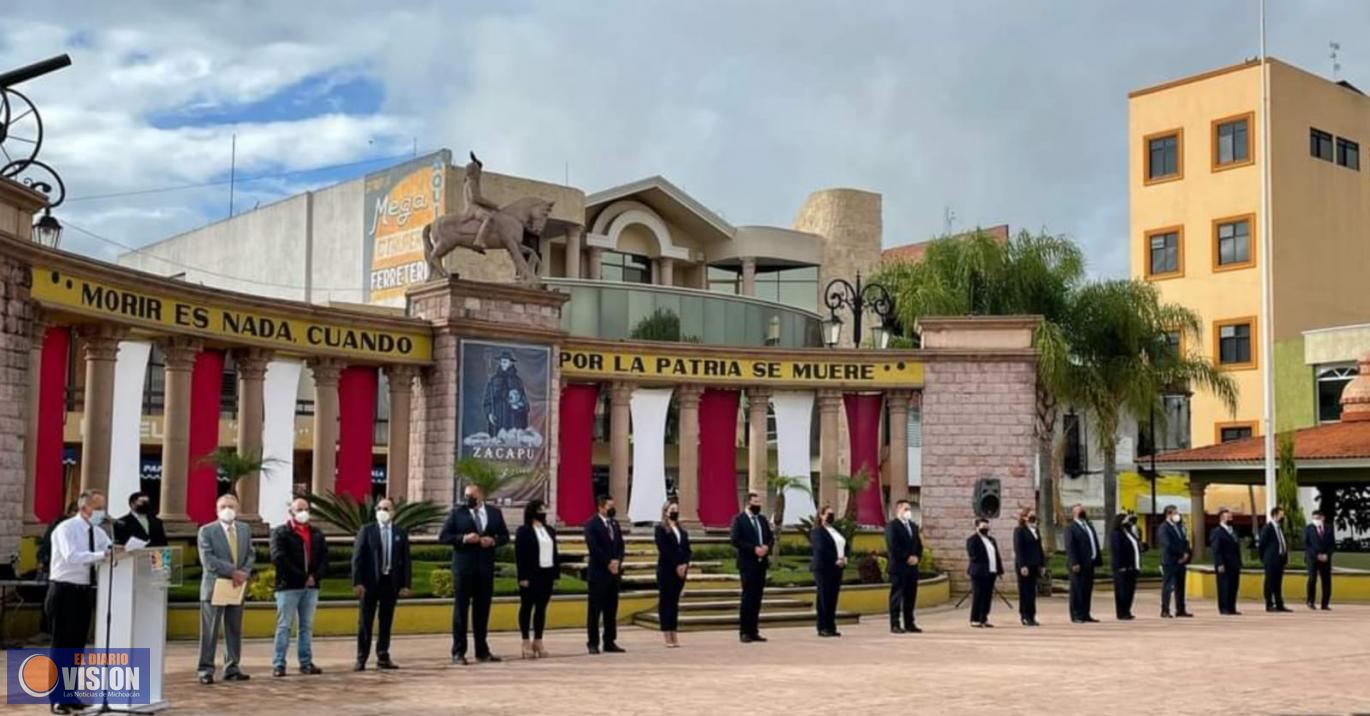Gobierno de Zacapu, celebra acto cívico por 473 aniversario de la ciudad