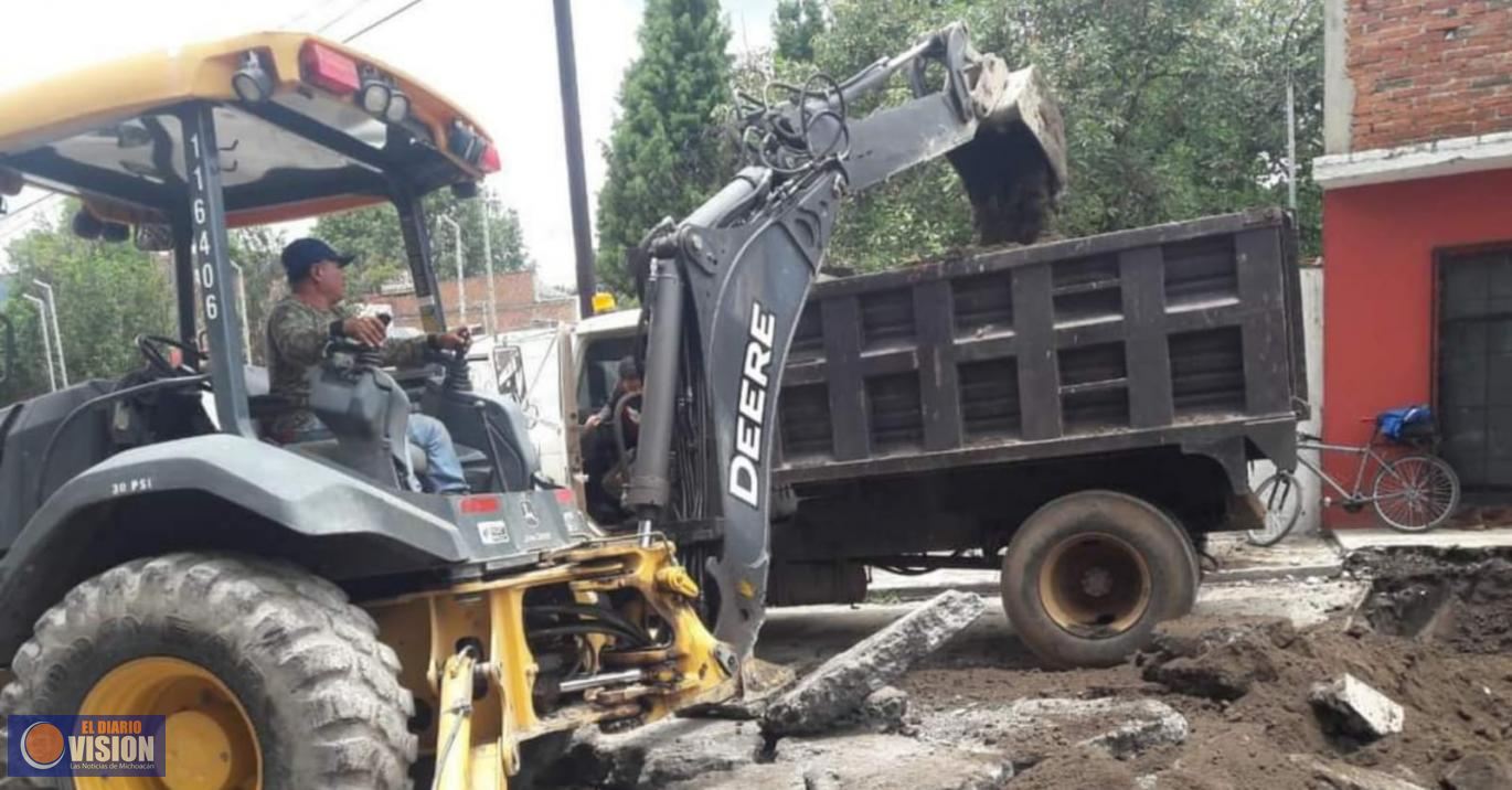 Gobierno de Zacapu, avanza en rehabilitación de la calle Aquiles Serdan 