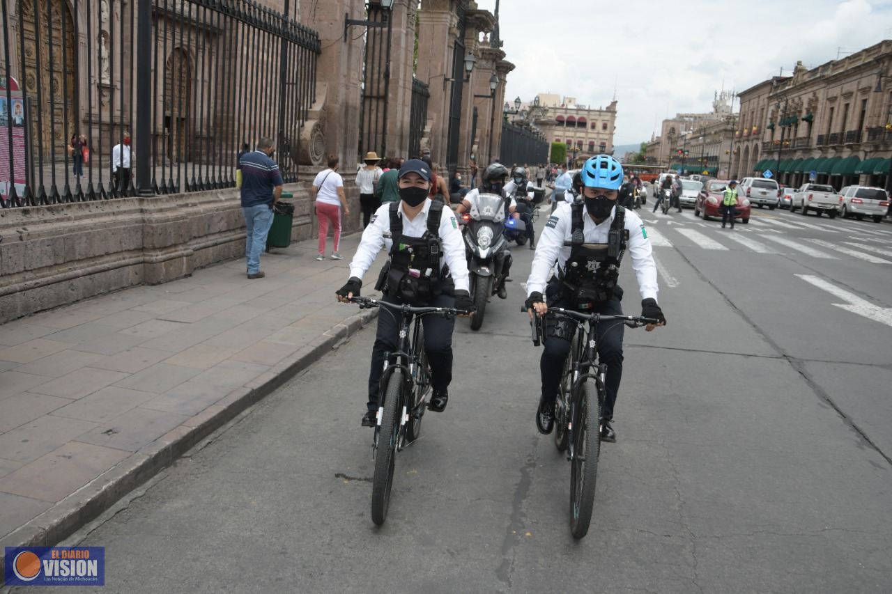 Policía de Morelia intensifica trabajos de vigilancia en Centro Histórico