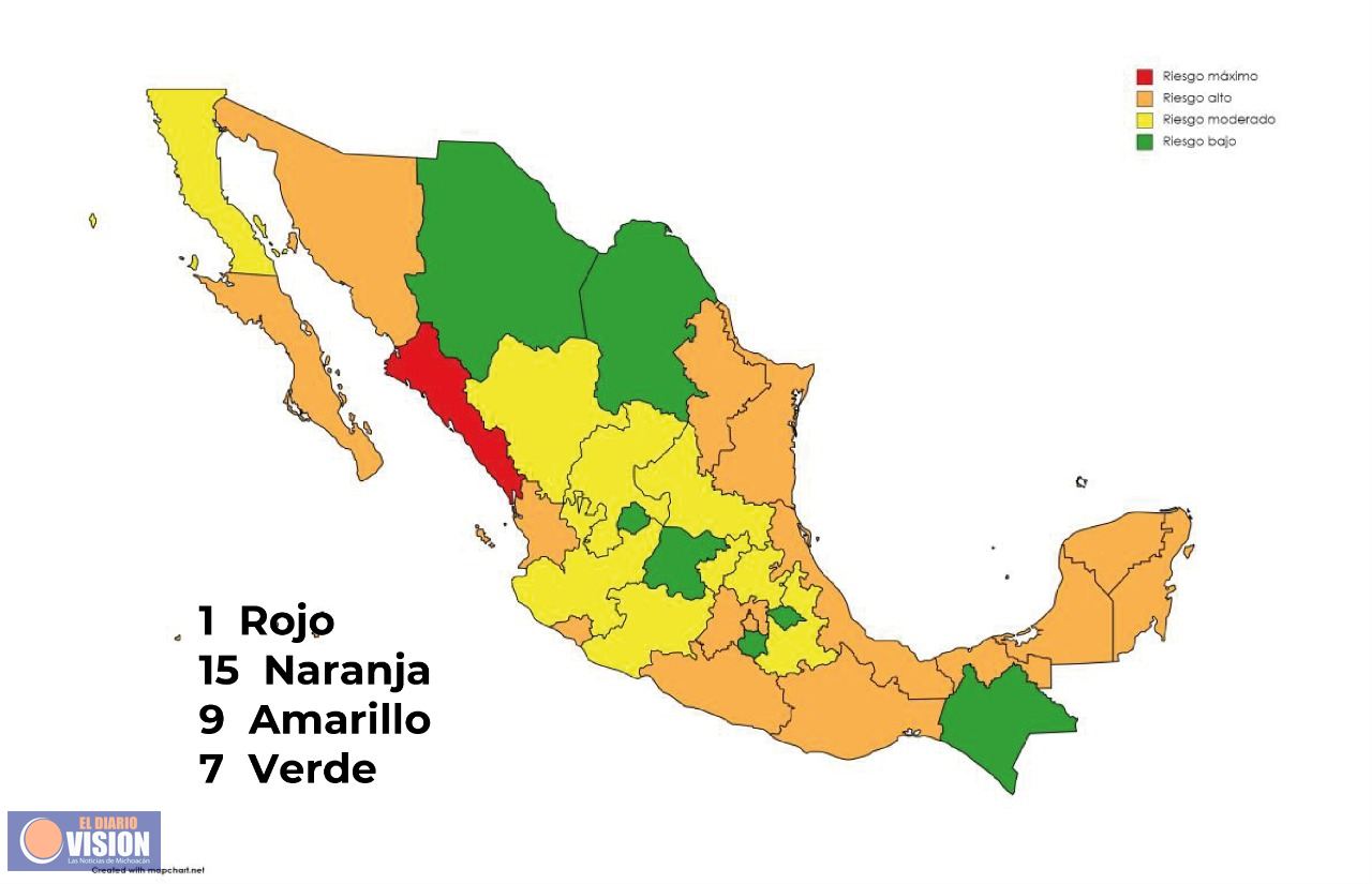 Michoacán pasa a Semáforo Amarillo por riesgo epidémico