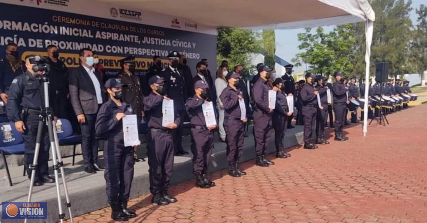 Elementos de Seguridad Pública de Zacapu, culminan curso de formación inicial 
