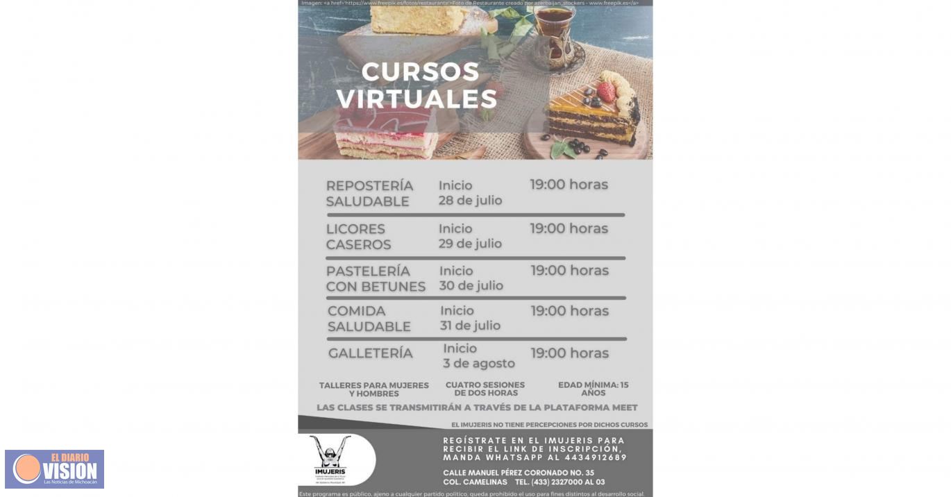 IMUJERIS, te invita a sus cursos virtuales durante el mes de agosto 