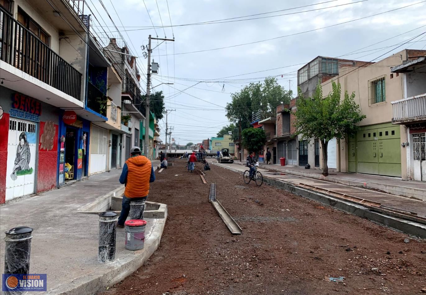 Gobierno de Morelia reporta avance del 65 por ciento en construcción de calle Ocampo