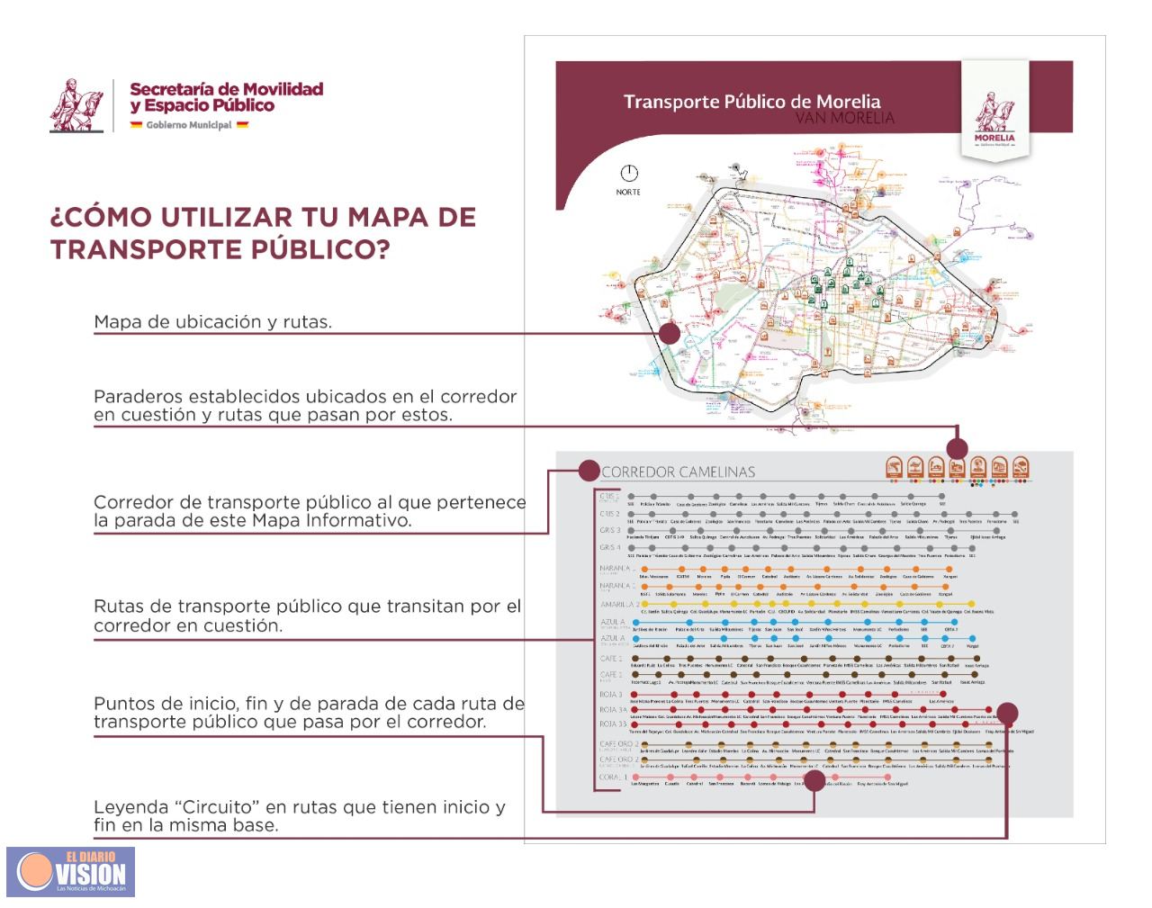 Gobierno de Morelia intervendrá paradas de transporte público y colocará mapas de rutas