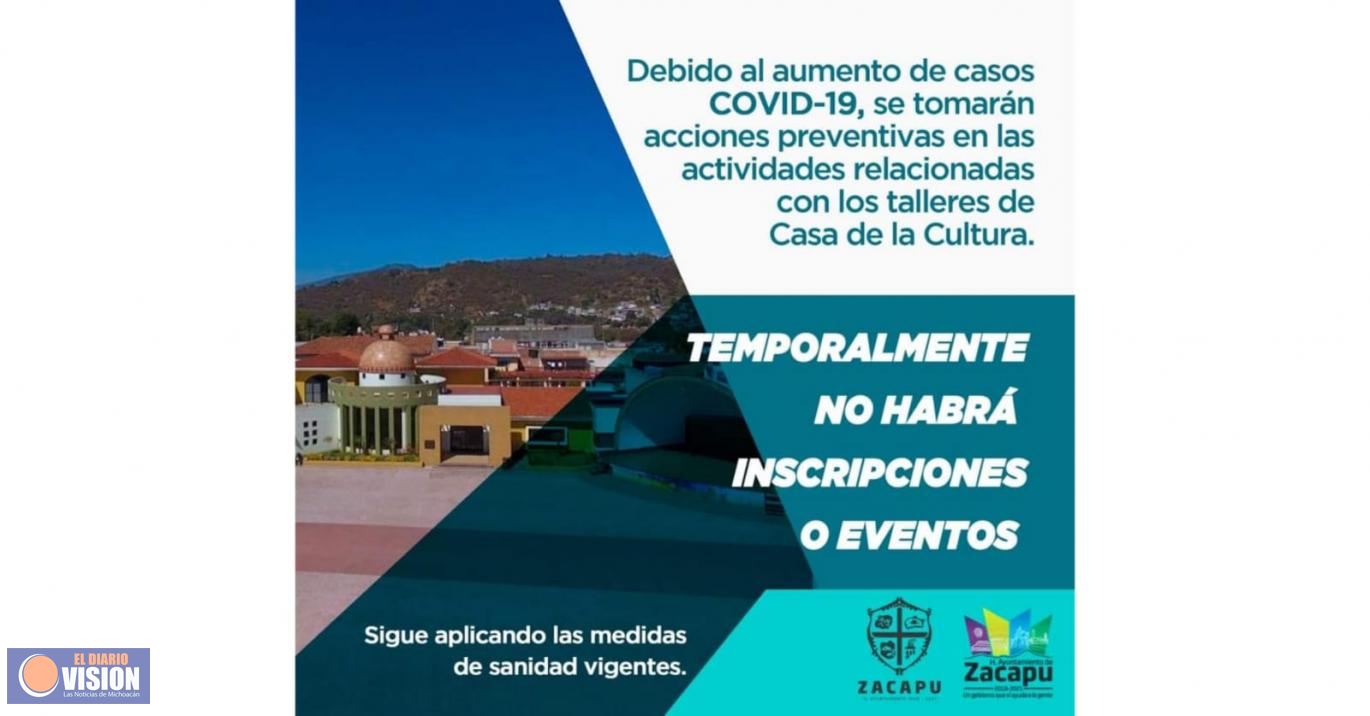 Gobierno de Zacapu, tomará acciones preventivas para actividades culturales.