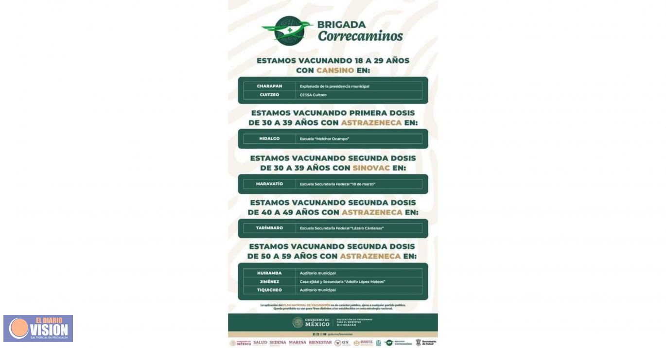 En Michoacán, continúa jornada de vacunación 