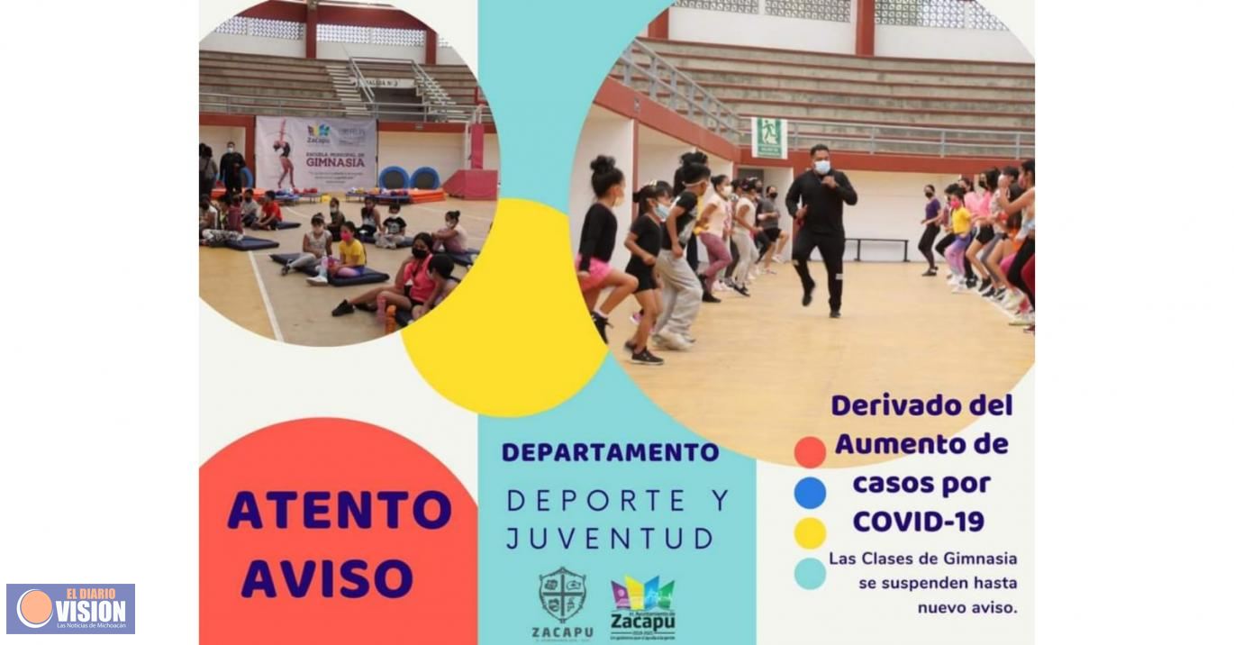Ayuntamiento de Zacapu, suspende clases de Gimnasia por aumento de casos de COVID-19 
