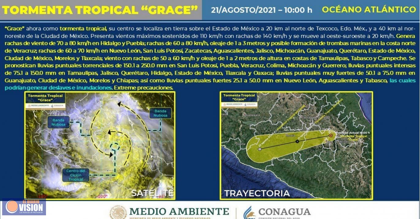 En alerta PC Estatal ante paso de Tormenta Tropical “Grace”