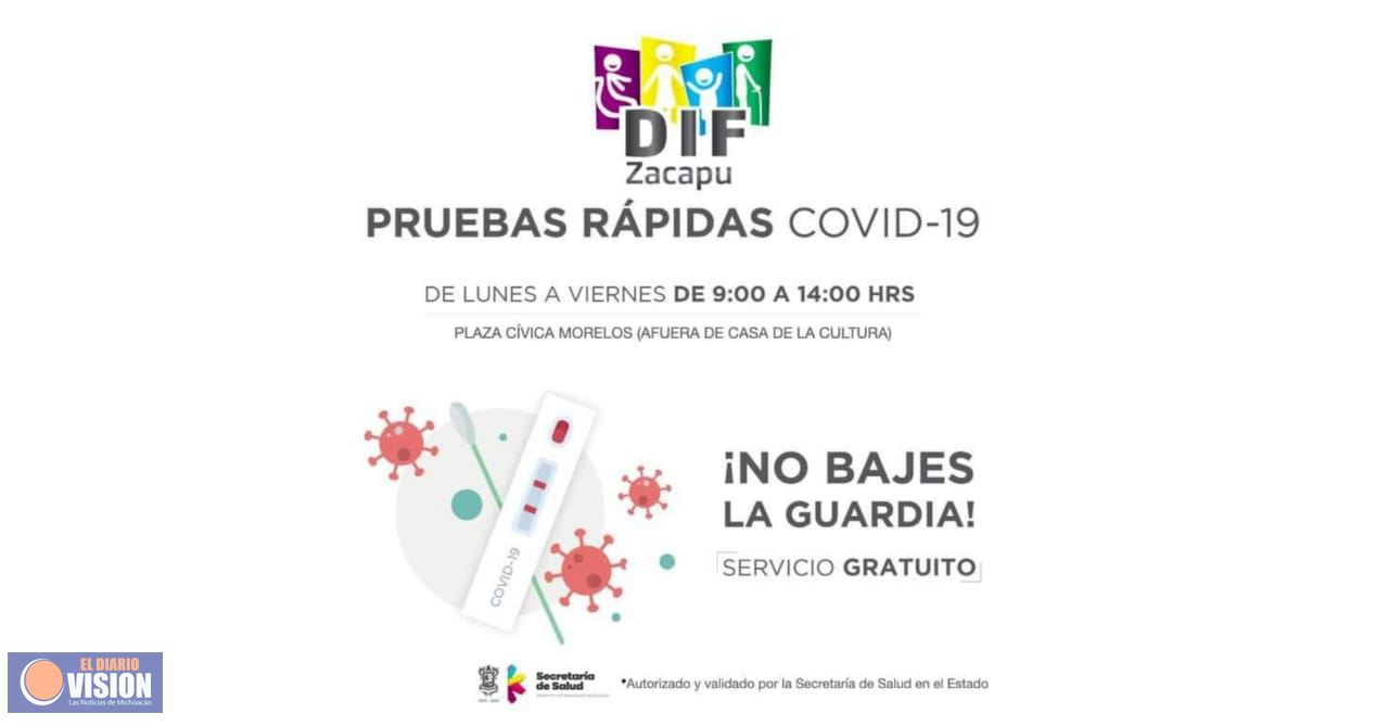 DIF Zacapu, dispondrá de pruebas rápidas Covid-19 para la ciudadanía 