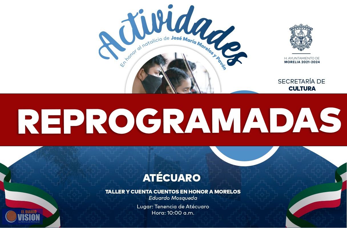 Se posponen actividades culturales este 30 de septiembre