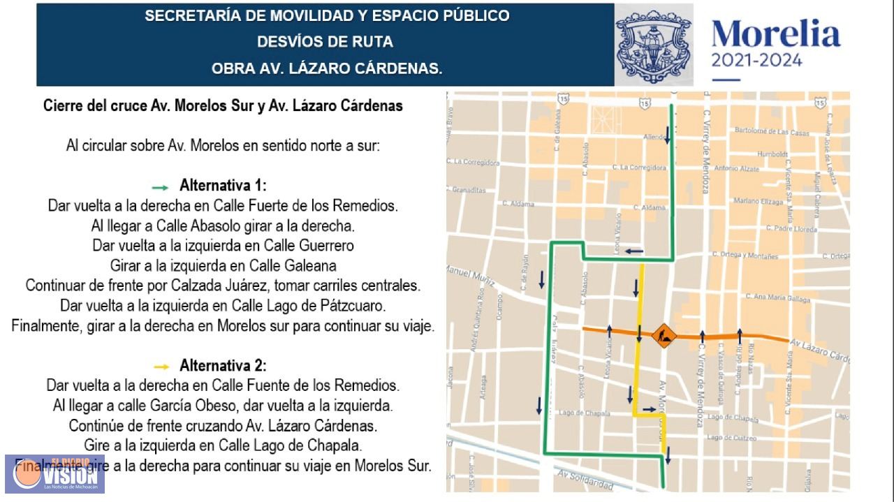 Informan cierres a la circulación por obras en avenida Lázaro Cárdenas