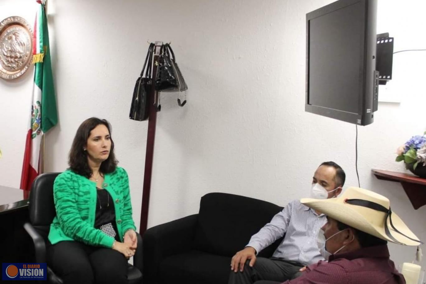 La diputada federal Macarena Chávez Flores se reúne con los alcaldes de Aporo y Tuzantla