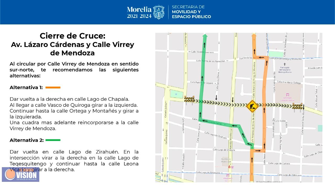Informan alternativas viales por obras en avenida Lázaro Cárdenas