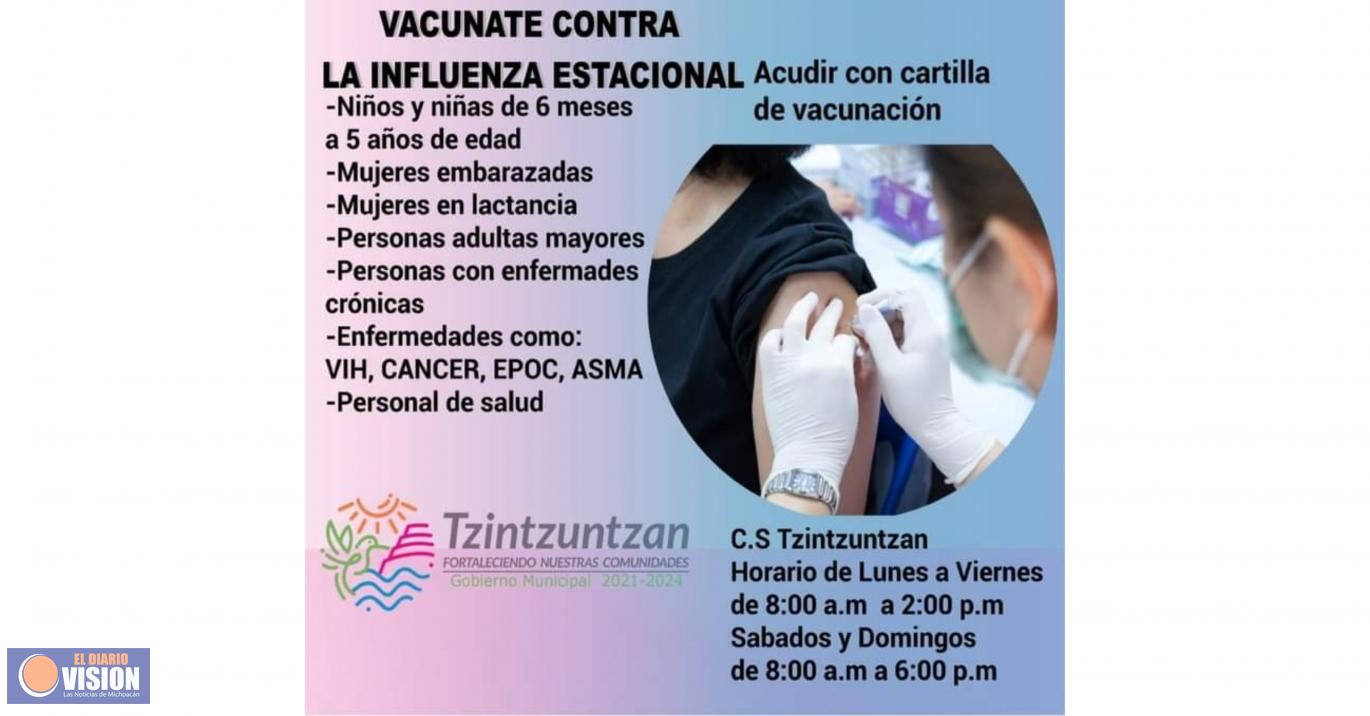 Autoridades municipales, convocan a la población a vacunarse contra la Influenza