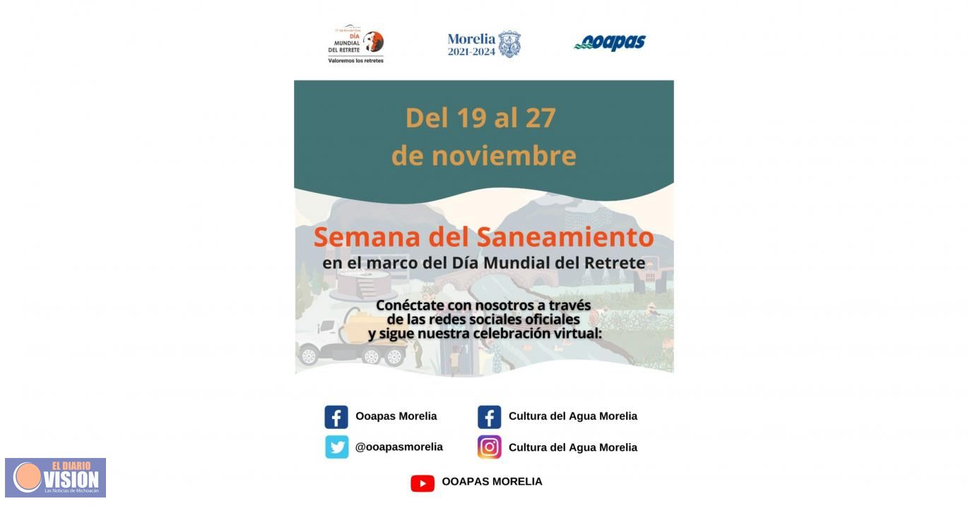El OOAPAS celebrará de forma virtual la Semana del Saneamiento